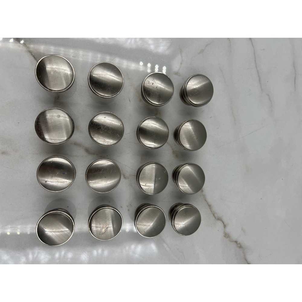 Brushed Nickel Cabinet Knobs Round Mushroom Drawer Pulls 1.25 inch- Set of 16